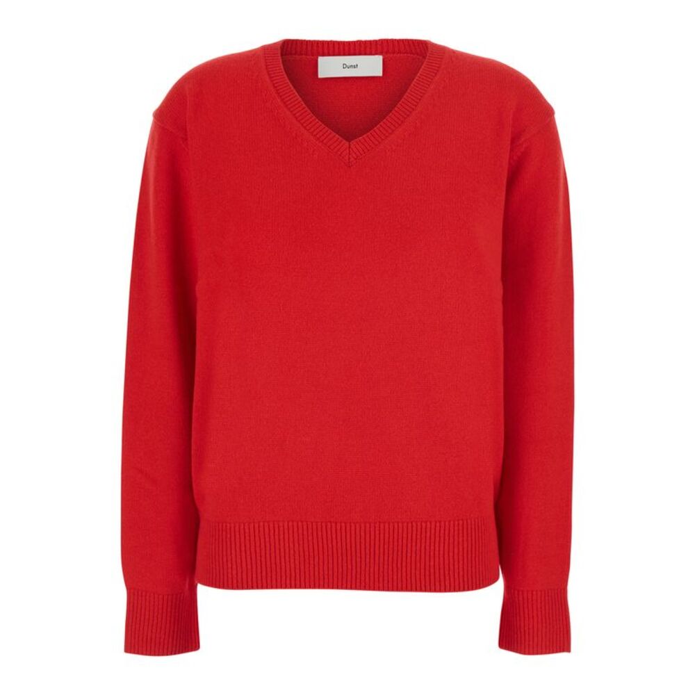 Dunst Women Red Sweater With V Neck In Wool And Cashmere For Women